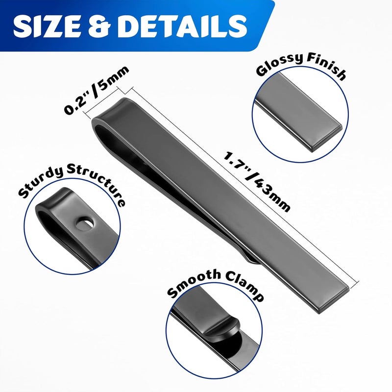 Roctee 3 Pack Men's Tie Clip For Skinny Ties, Small Tie Clips For Men, Tie Necktie Clasp Pinch Clip On Tie, Suitable for Business Metting Wedding Anniversary Best Gift - Image 2